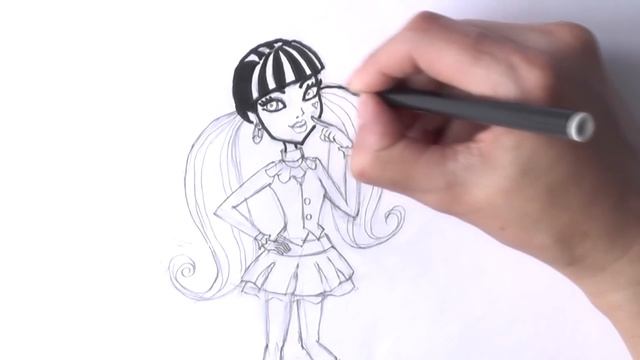 Как нарисовать Монстер Хай ДРАКУЛАУРУ how to draw draculaura from monster high | Art School смотреть онлайн