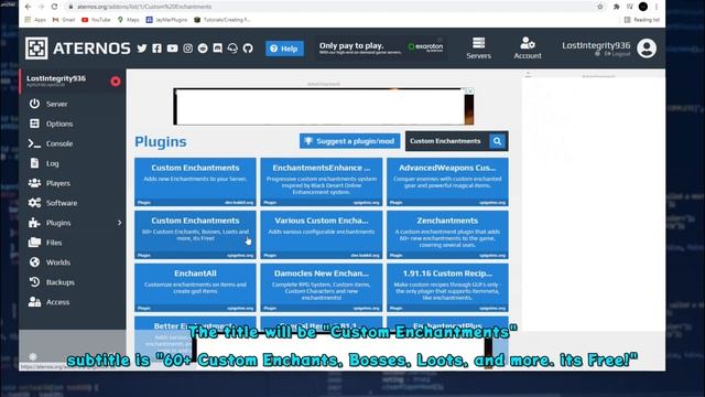 Custom Enchantments plugin on Aternos | Minecraft смотреть онлайн