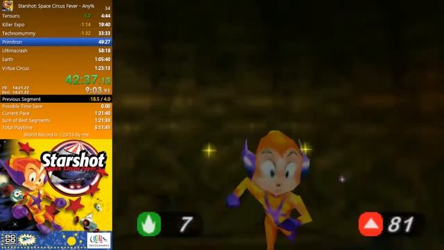 Starshot: Space Circus Fever Any% in 1:22:01 смотреть онлайн