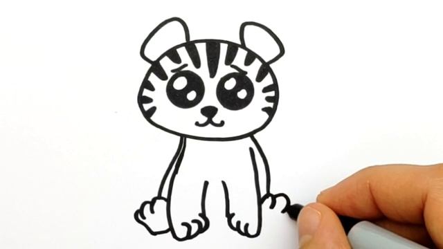 Как нарисовать Милого Тигренка. Рисунки для срисовки шаг за шагом. Просто рисуем тигра #524. смотреть онлайн