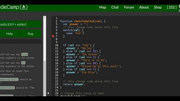 Replacing If Else Chains with Switch, freeCodeCamp Basic Javascript