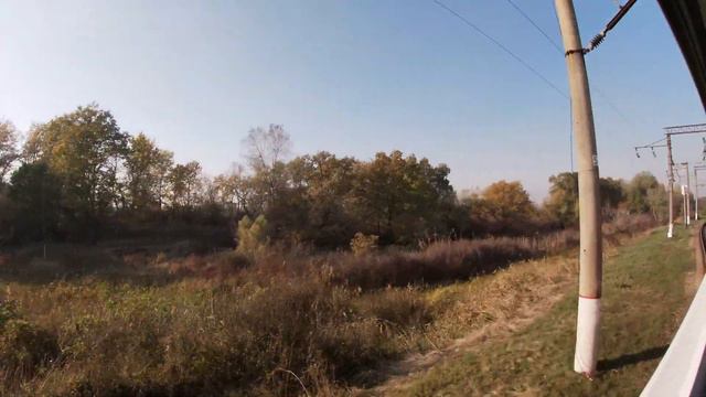 Осенние пейзажи Кубани от Крымской до Протоки из окна поезда смотреть онлайн