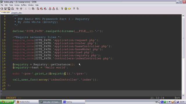 PHP Basic MVC Framework Part 3 - Registry смотреть онлайн