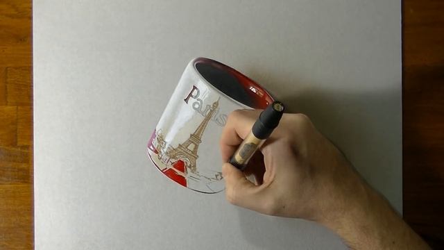 Drawing of a Paris Coffee Mug - How to Draw 3D Art смотреть онлайн