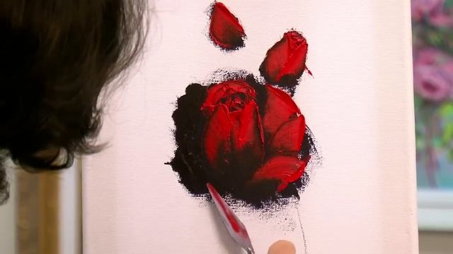 How to Paint a Red Rose in Oil with a Palette Knife in only 10 minutes. смотреть онлайн