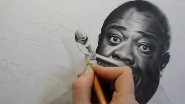 Louis Armstrong drawing by Ellen Sunbeam смотреть онлайн