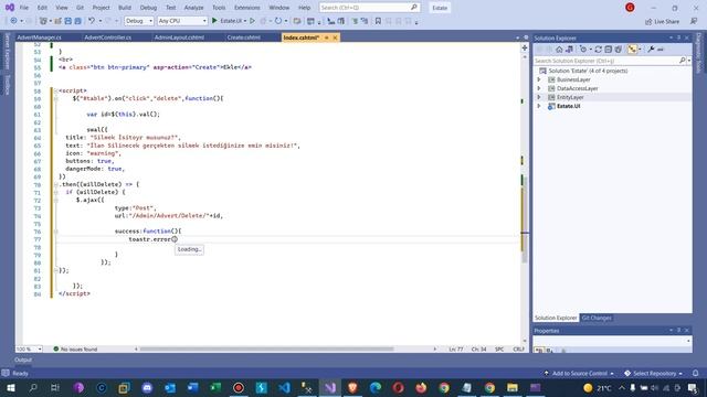 .Net Core 5.0 ile Emlak Sitesi - Toastr Çözülmesi ve Admine ait İlan Silme İşlemi смотреть онлайн