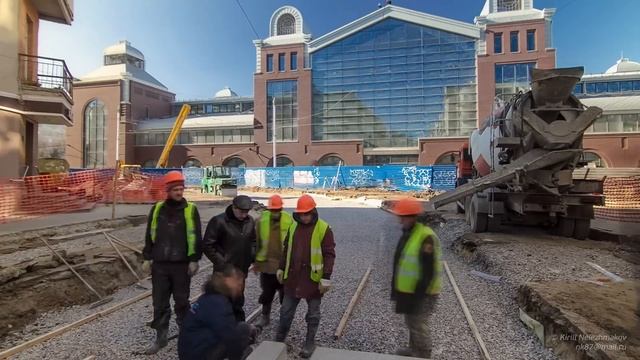 Реконструкция трамвайных путей возле ТЦ Сумской рынок (Харьков) Timelapse смотреть онлайн