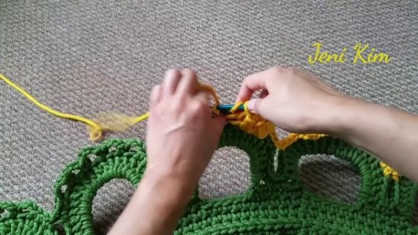 Овальный ковер крючком 21 ряд Crochet Oval Rug row 21