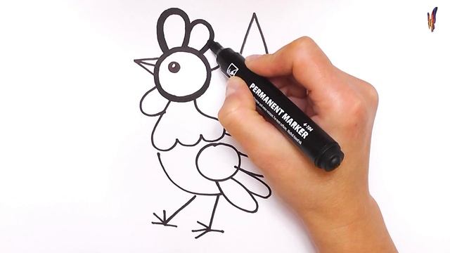 Как нарисовать ПЕТУХА / мультик раскраска ПЕТУШОК для детей / Раскраски малышам смотреть онлайн