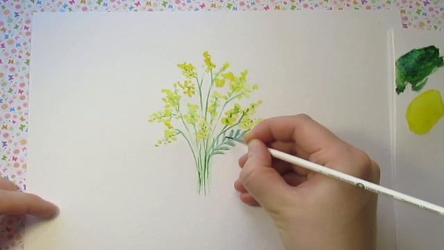 Акварель для начинающих. КАК НАРИСОВАТЬ МИМОЗУ К 8 МАРТА смотреть онлайн