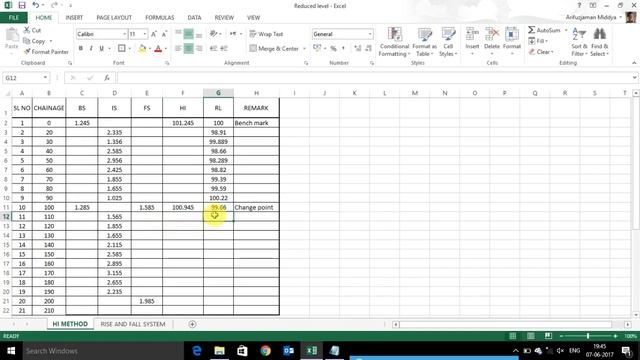 how to calculate Reduced Level (R L) in excel смотреть онлайн