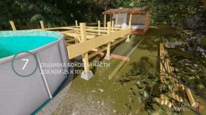 как построить палубу у каркасного бассейна