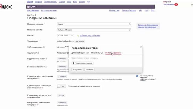 Яндекс директ корректировка ставок по полу и возрасту смотреть онлайн