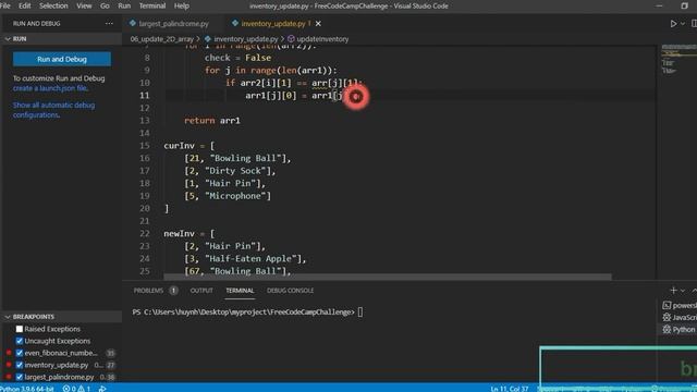 Challenge 06 Inventory update Algorithms Freecodecamp Python смотреть онлайн