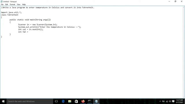 #Java Basic||Write a Java program to enter temperature in Celsius and convert it into Fahrenheit. смотреть онлайн