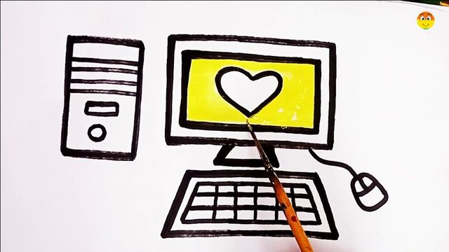 How to Draw Desktop Computer Step By Step For Beginners / Computer Parts Drawing / Computer Drawing смотреть онлайн