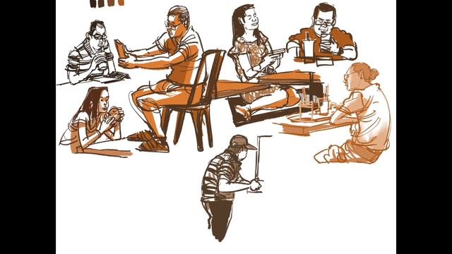 Sketching people in Burgerking. смотреть онлайн