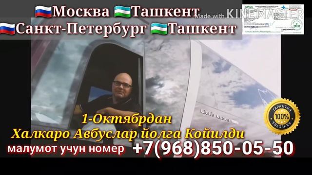 Из Ташкента в Москву открыл открылся регулярно автобус рейс из Узбекистана.+79680203131 смотреть онлайн