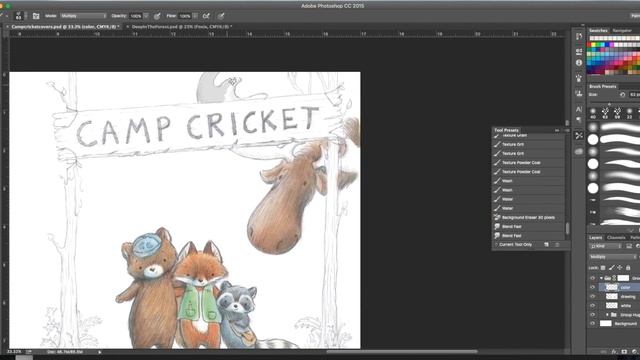 Coloring a Children's Book Cover in Photoshop CC - Watercolor Technique смотреть онлайн