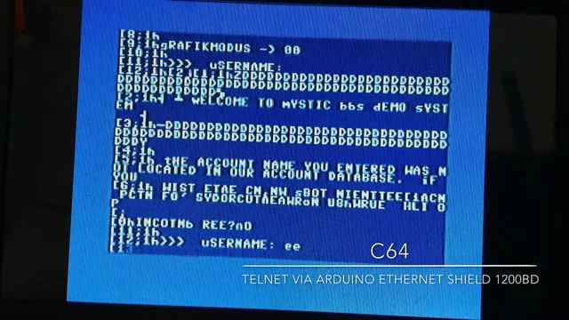 C64 Telnet Arduino Ethernet Shield 1.2kBd смотреть онлайн