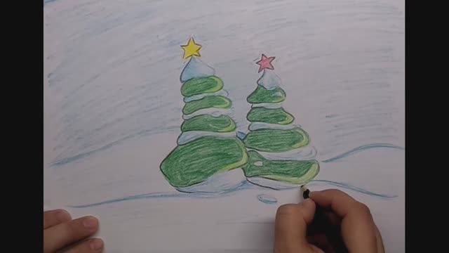 Как нарисовать ёлку \\ нарисовать ель \\ нарисовать зиму // зимние рисунки \\ что нарисовать смотреть онлайн