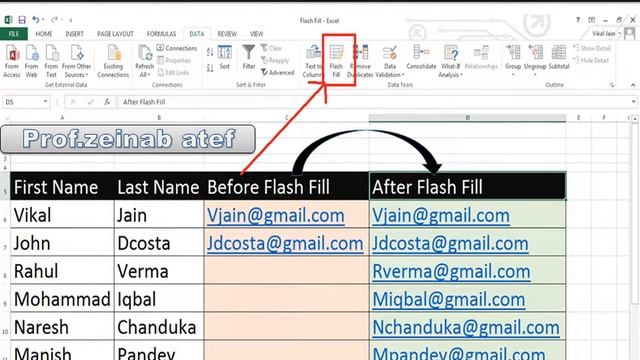 Flash Fill in MS EXCEL 2013 vision смотреть онлайн