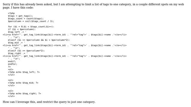 Wordpress: limit a list of tags to one category смотреть онлайн