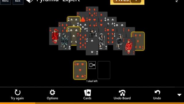 Star Club\Solitaire Dark\Pyramid: #14 Pyramid - Expert - Clear 9 Fives in 2 deals смотреть онлайн