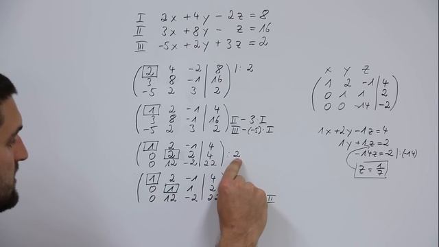 Gauss algorithm to solve systems of linear equations, linear algebra, easy way, Part I (3x3) смотреть онлайн