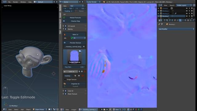 Запекание карт нормалей с Multiresolution в Blender. смотреть онлайн