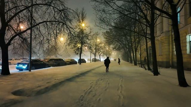 Blizzard Walk. Saint-Petersburg. Russian Winter Snow Walk [4K] ASMR