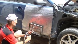 Как отрихтовать двери с большими повреждениями , сильными хлопунами .