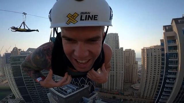 Zipline in Dubai Marina on my 35th Birthday - Longest urban zipline in the world смотреть онлайн