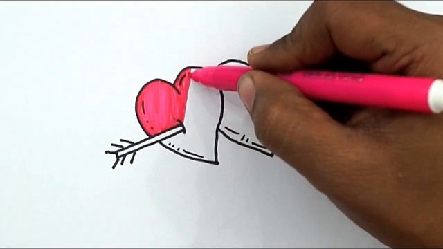 Heart Drawing For Valentine's Day || How To Draw Heart With Arrow || Kids Drawing смотреть онлайн
