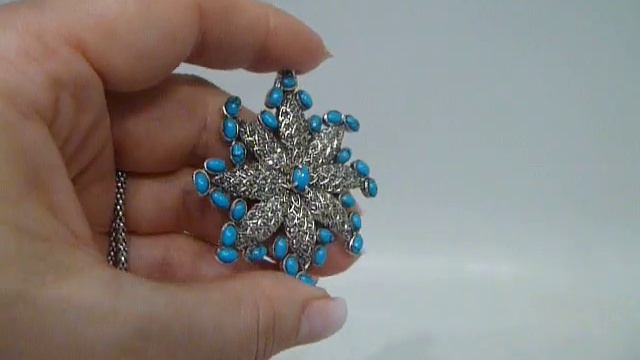 Колье с натуральной аризонской бирюзой в "капельном серебре" Серебро 925 смотреть онлайн