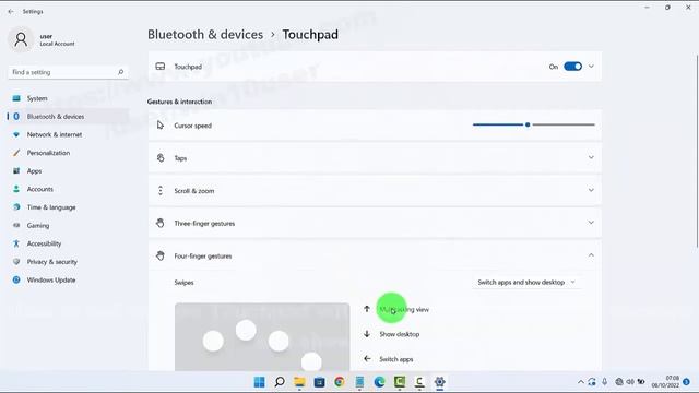 Windows 11 Home : How to set Swipes Touchpad with Four fingers as Switch desktop and show desktop смотреть онлайн