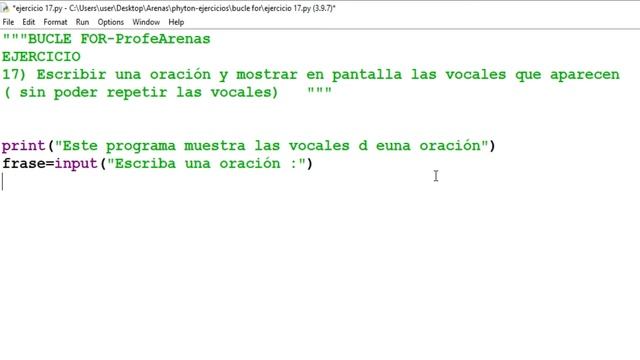 #17 Escribir una oración y mostrar en pantalla las vocales (sin repetir) |Python - Bucle for| смотреть онлайн