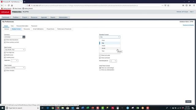 Primavera P6 EPPM User Preferences смотреть онлайн