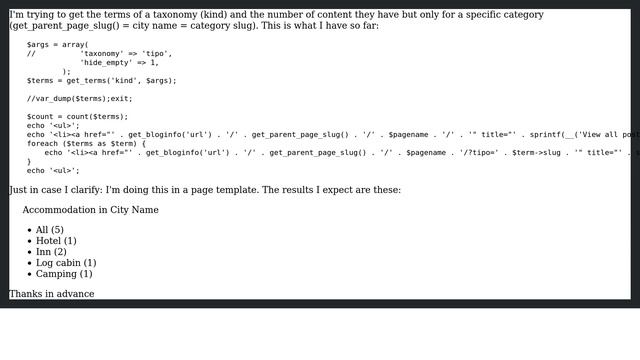 Using get_terms() to list terms from one custom taxonomy AND from one specific built-in category смотреть онлайн