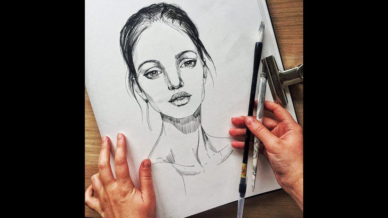 Чернильный марафон. Восьмой урок: как рисовать портрет. Запись прямого эфира. смотреть онлайн