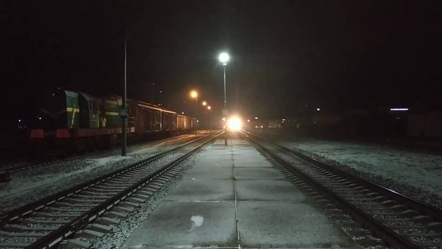 Поезд 749Ф Могилёв-1 - Гомель прибывает на станцию Рогачёв. смотреть онлайн