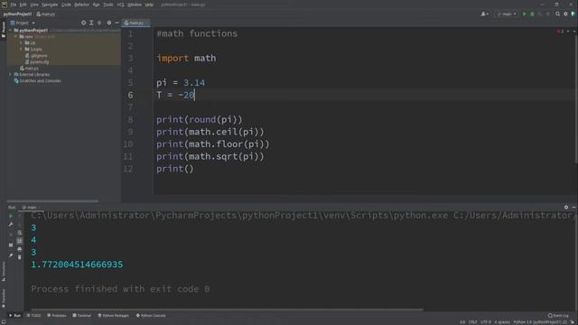 เรียน Python การใช้ฟังชั่นทางคณิตศาสตร์ math function นำเข้าสูตรต่างๆ #14 смотреть онлайн