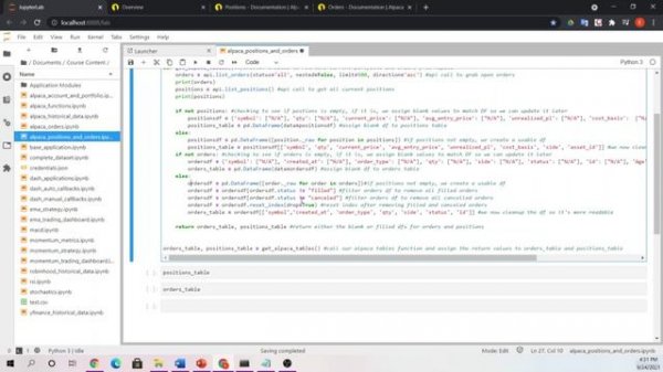 039 Obtaining Current Positions and Order Book Coding Example