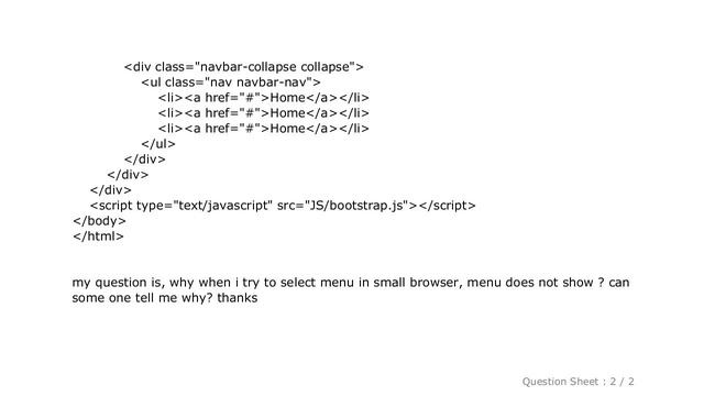HTML : navbar collapse not working in bootstrap смотреть онлайн