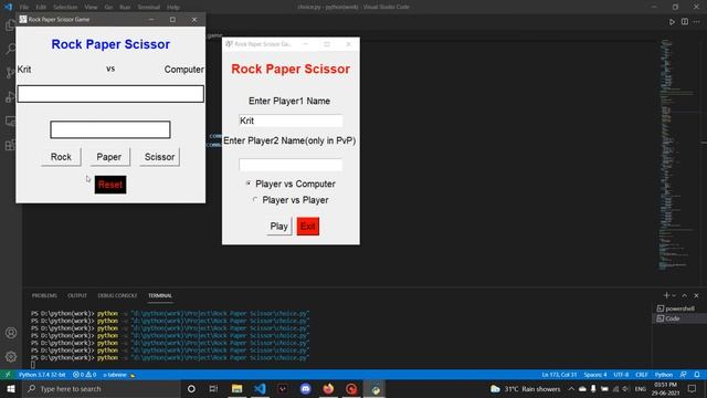 Rock Paper Scissor Game|Using Python+Tkinter|Project Working Video| смотреть онлайн