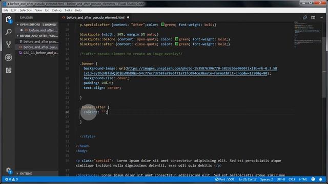 CSS 2.1 - before and after pseudo - elements (banner background image overlay) смотреть онлайн