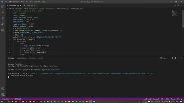 MULTICHAT DENGAN PYTHON SERVER-CLIENT смотреть онлайн