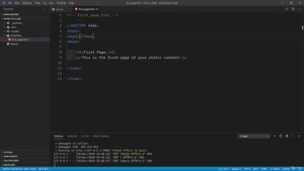 07 - Backend Development with Flask - 002 Using render_template to send longer HTML strings