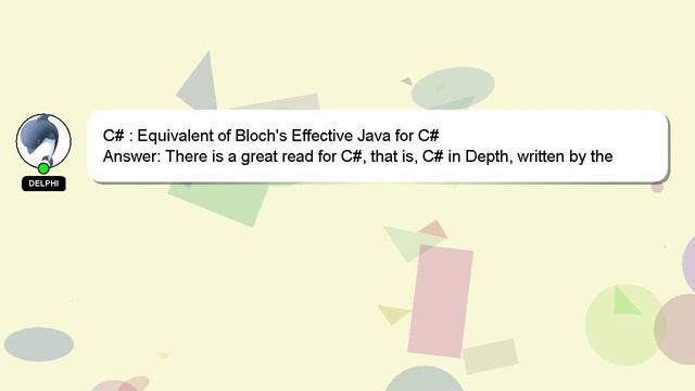 C# : Equivalent of Bloch's Effective Java for C# смотреть онлайн